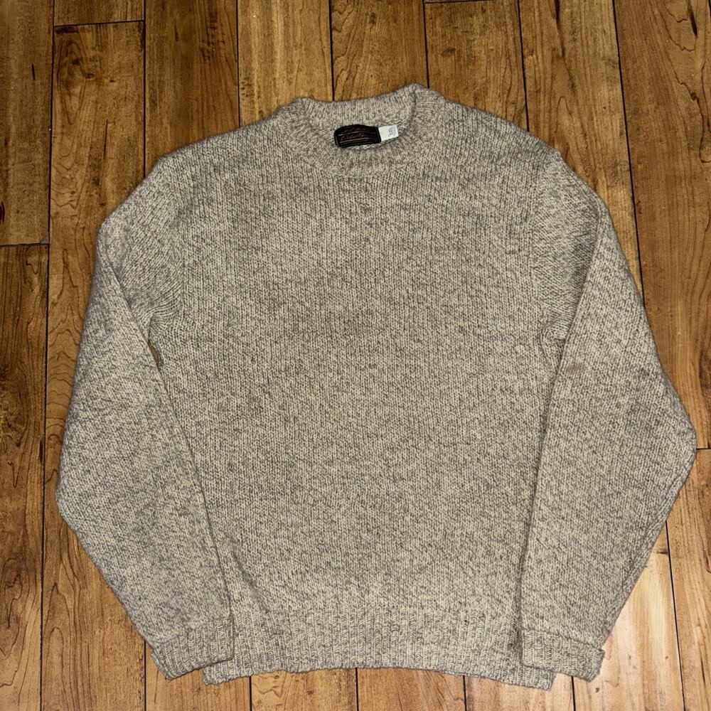 Vintage Eddie Bauer Wool Sweatshirt Tan Large Tall 21x28 Made In USA